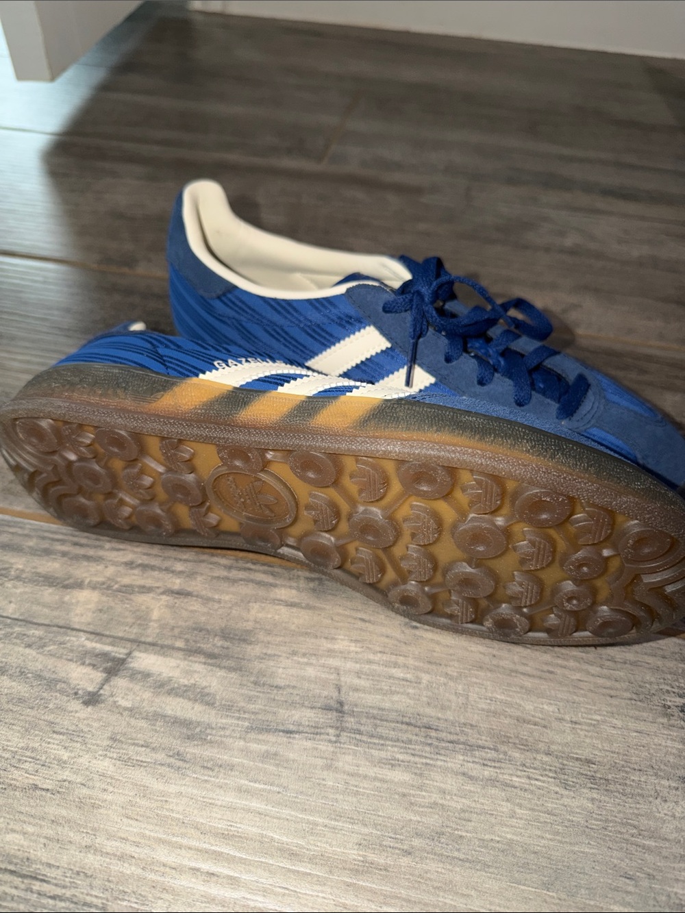 adidas Royal Blue Suede & Mesh Sneakers with White Stripes - Picture 2 of 7